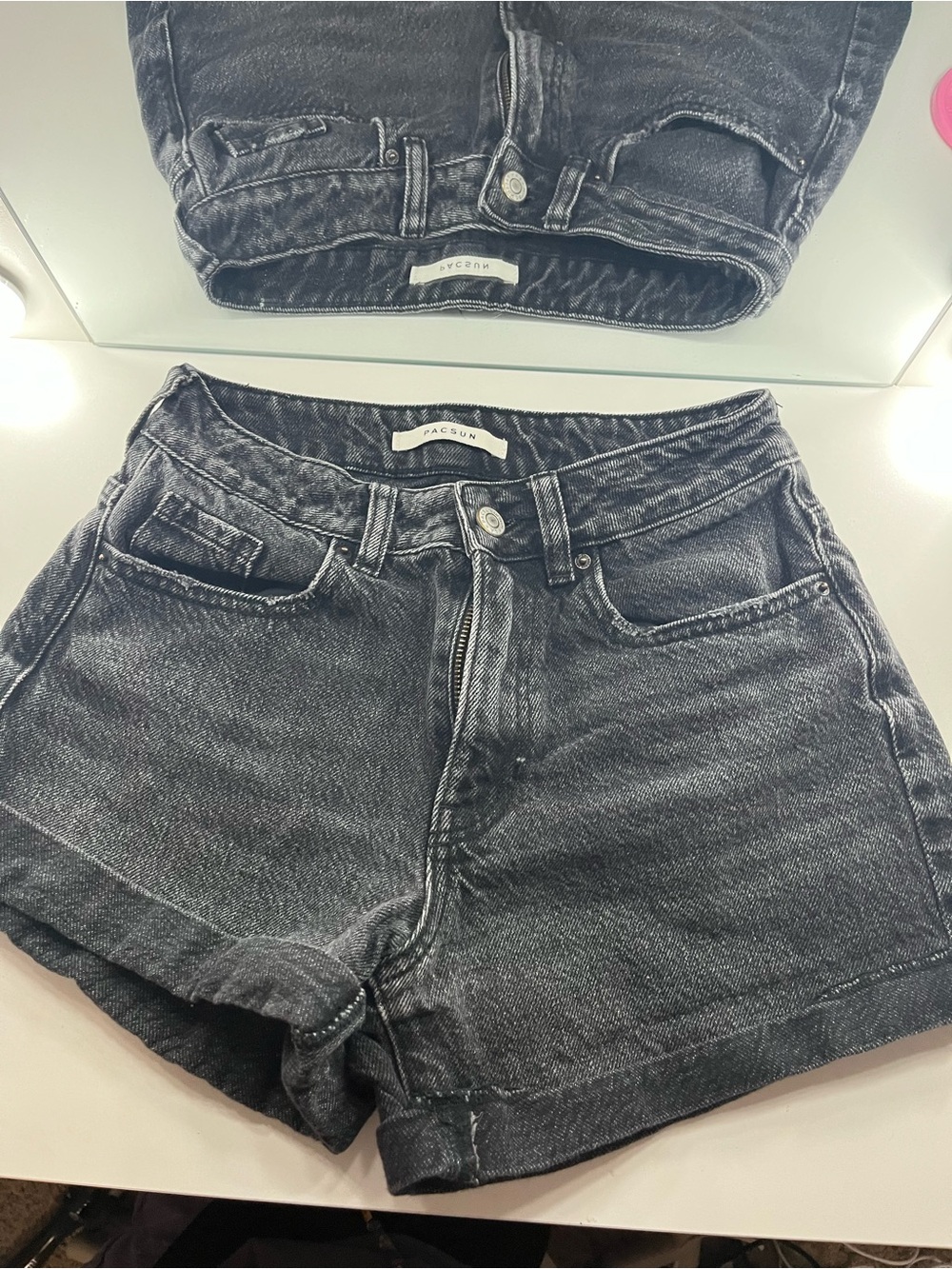 PacSun Washed Black High-Rise Denim Shorts